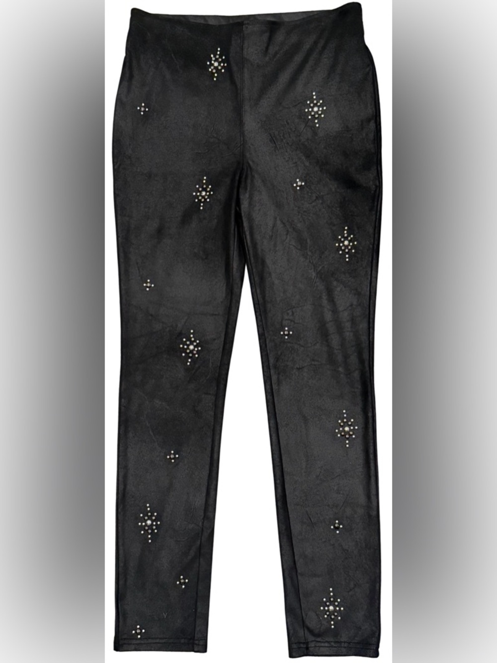 Free People Star Studded Faux Suede Vegan Leather Leggings Black 27 Bohemian - Picture 4 of 8